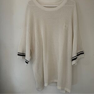 Alo Yoga Bone Waffle Knit Oversized Short Sleeve Sweater